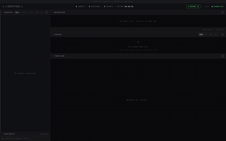 Mission Control dashboard, live demo