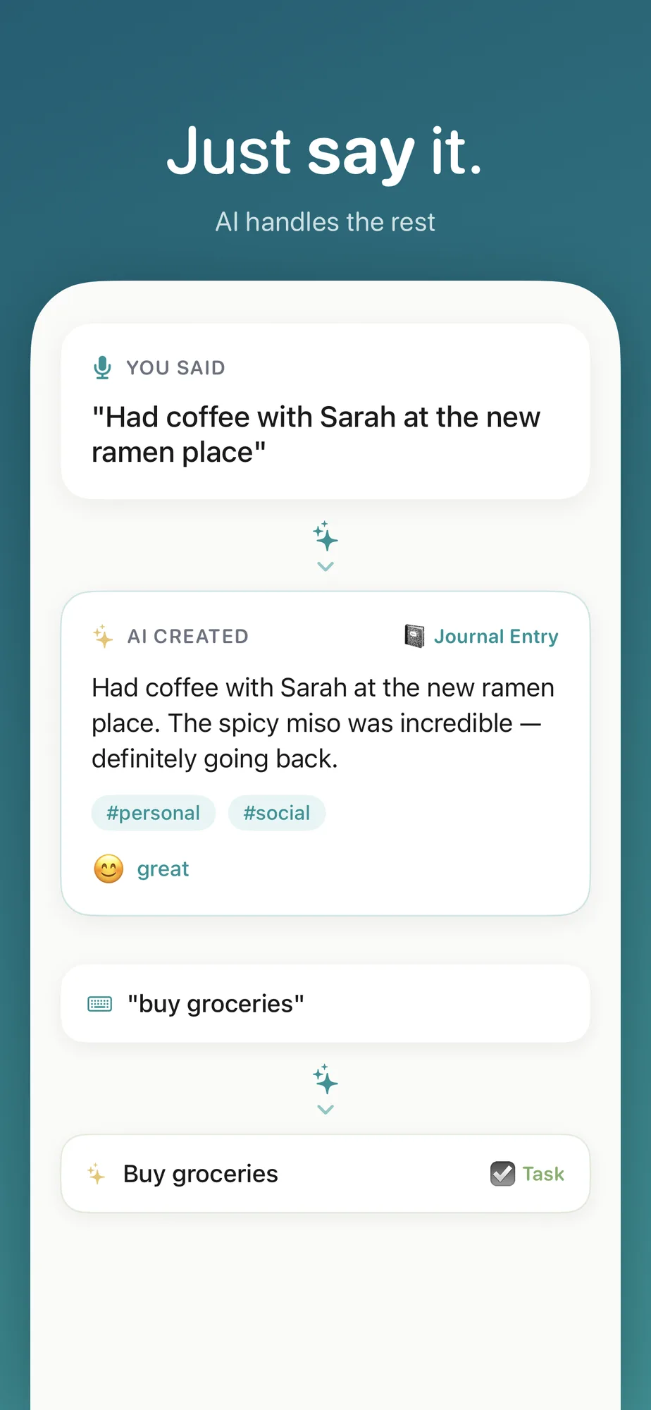 Voice input: say it and the app classifies it