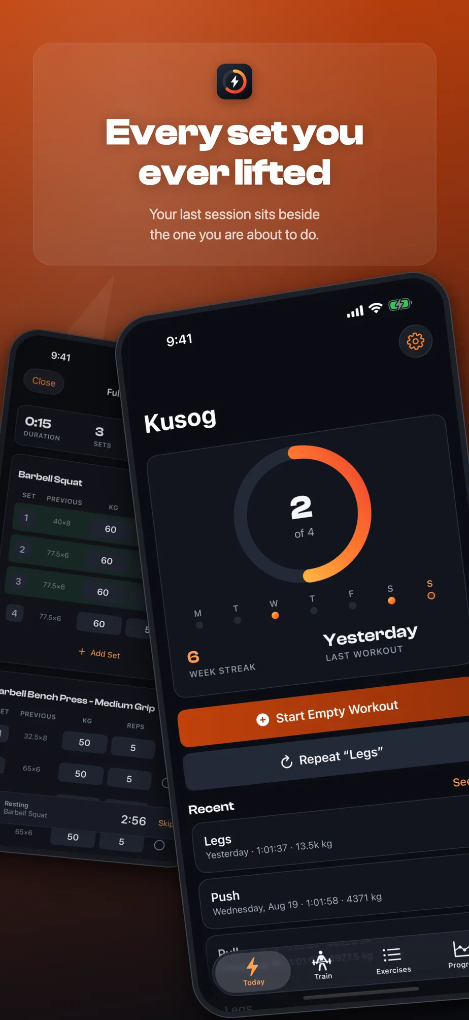 Today view with weekly goal ring and streak