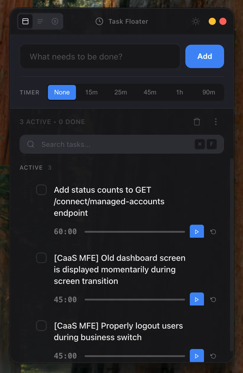 Task Floater, full view